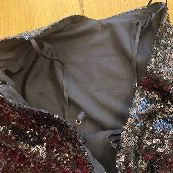Open Edit Women’s Black Sequin Mini Dress Adjustable  Straps New Small - Picture 16 of 16